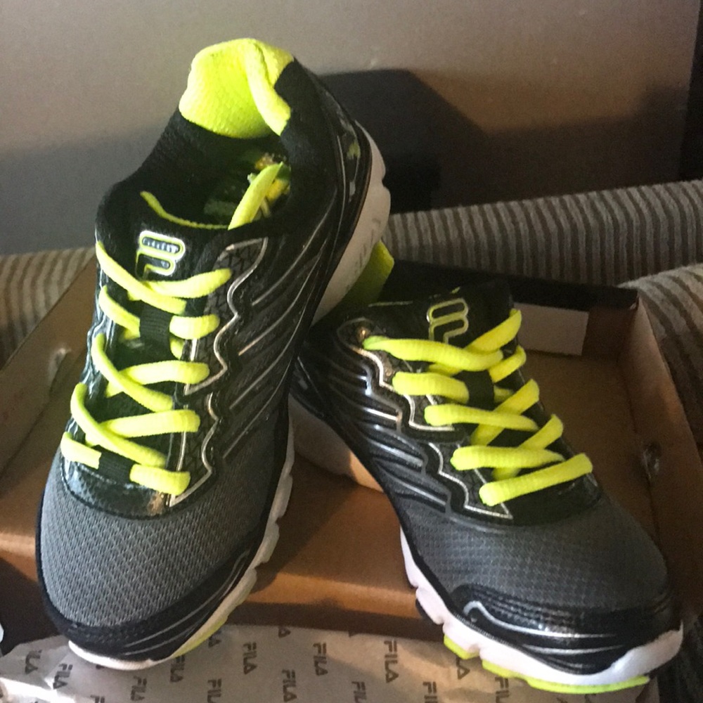 FILA Kids Athletic Sneakers | Size 11 | Black & Neon Yellow